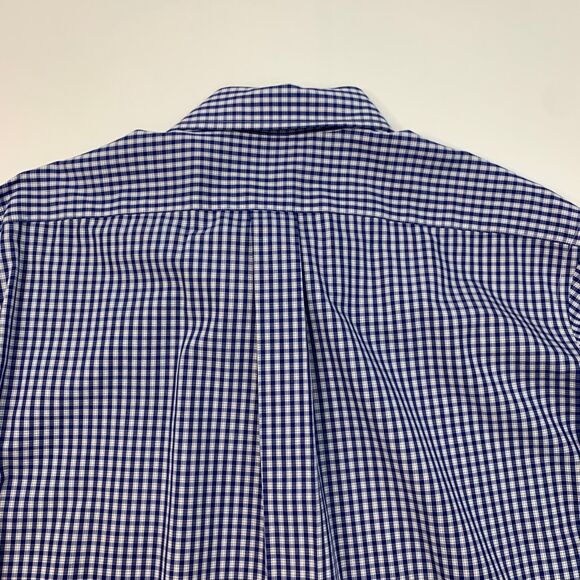 Brooks Brothers Shirt Mens 16 Blue Check The Original Polo Cotton Button Down - Picture 7 of 9